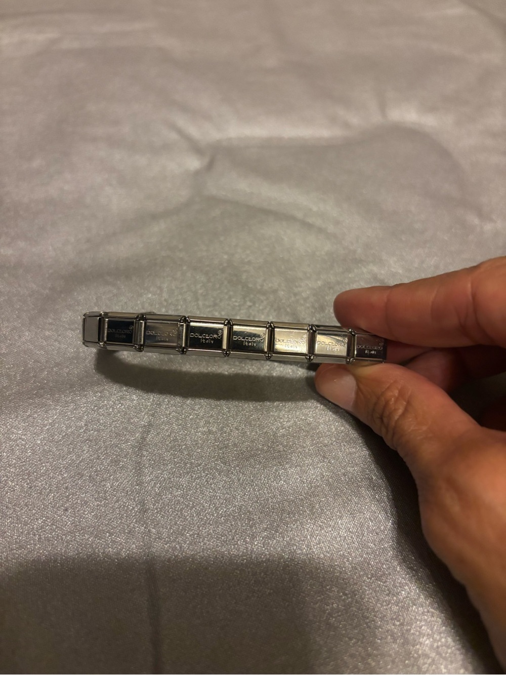 Dolceoro Made in Italy Silver Link Bracelet with gold hearts Stainless Steel